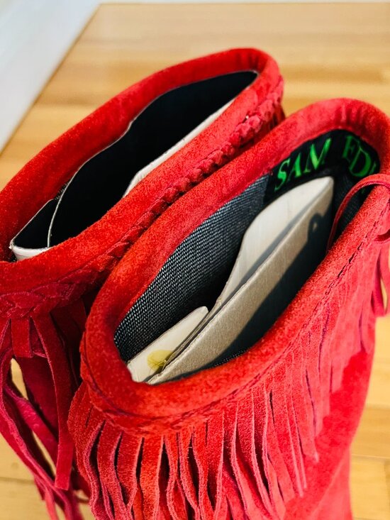 Sam Edelman Red Fringe Boots Size 8.5 M - Picture 8 of 16